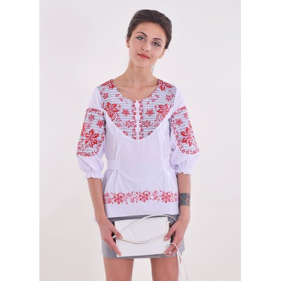 Embroidered blouse "Priority" red